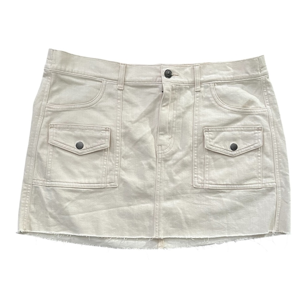 Aerie Women's Large Cream Utility Mini Skirt Cargo Utility‎ Summer Casual NWOT